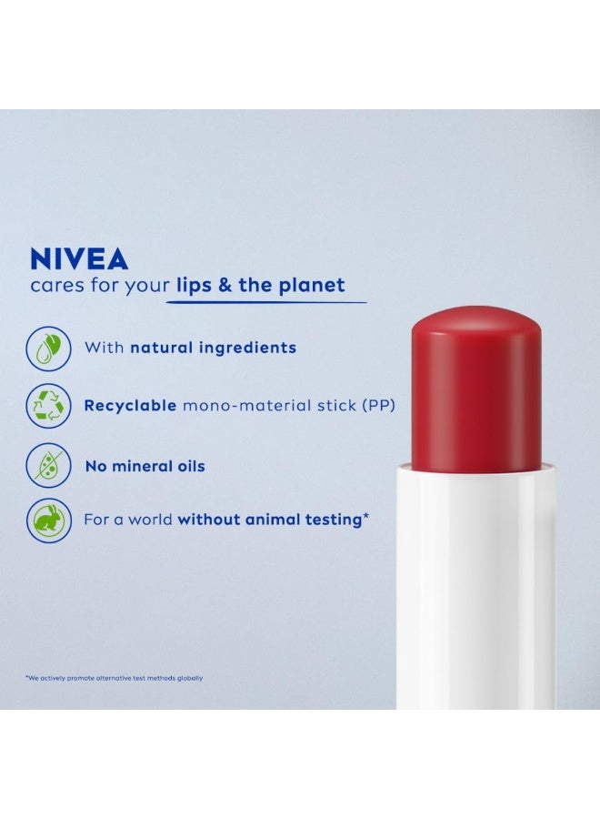 NIVEA Shine Caring Lip Balm, Pomegranate, 4.8G, Red - Image 4